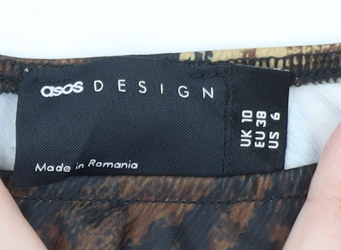 ASOS DESIGN Women Brown Animal Print Long Pencil Skirt Size 10