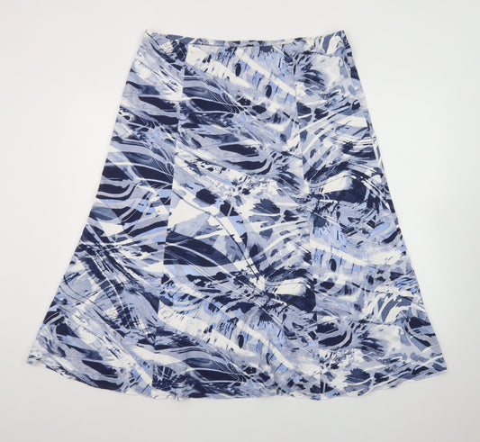 Barbara Lebek Womens Blue Geometric A-Line Midi Skirt Size 20