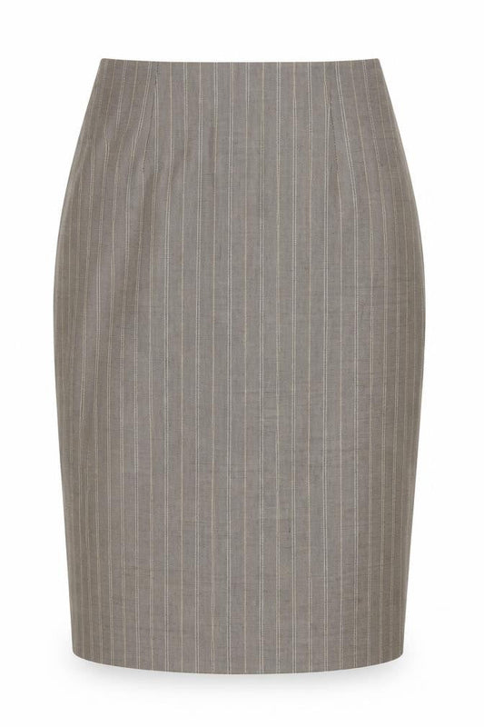 Viyella Women's Brown Striped Wool Pencil Skirt UK 8