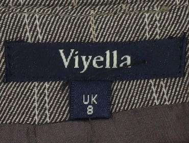 Viyella Women's Brown Striped Wool Pencil Skirt UK 8
