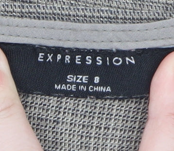 Expression Women Grey Check Sheath Work Dress Size 8 Sleeveless