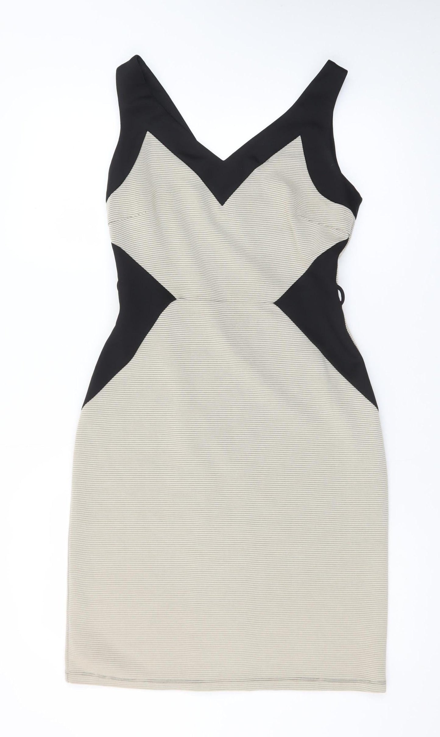 Dorothy Perkins Women Beige Black Bodycon Dress Size 10