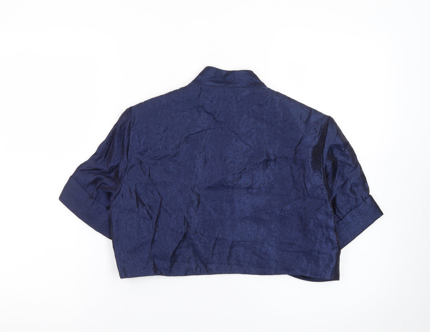 Laura Petites Women's Blue Cropped Silk Blazer Size 12 Petite