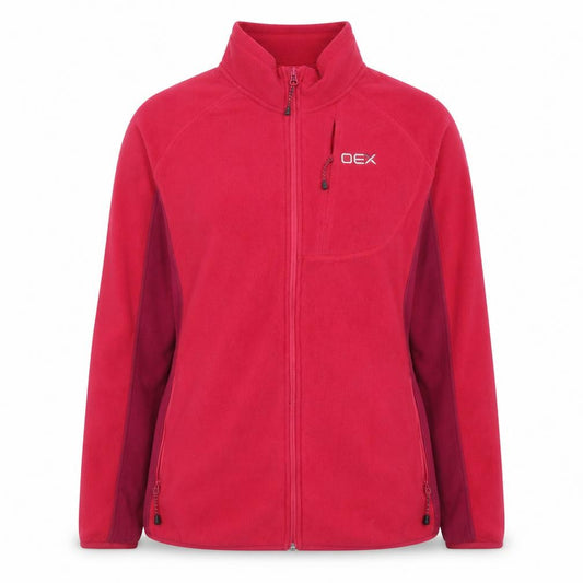 OEX Women Red Fleece Full Zip Jacket Size 16 Outdoor Warm Layer