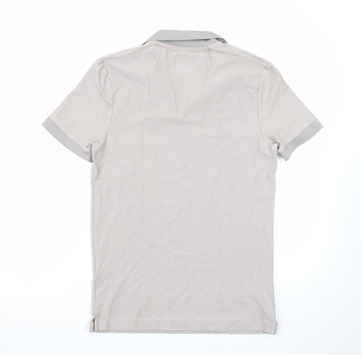 Zara Men's Beige Short Sleeve Cotton Polo Shirt Size M