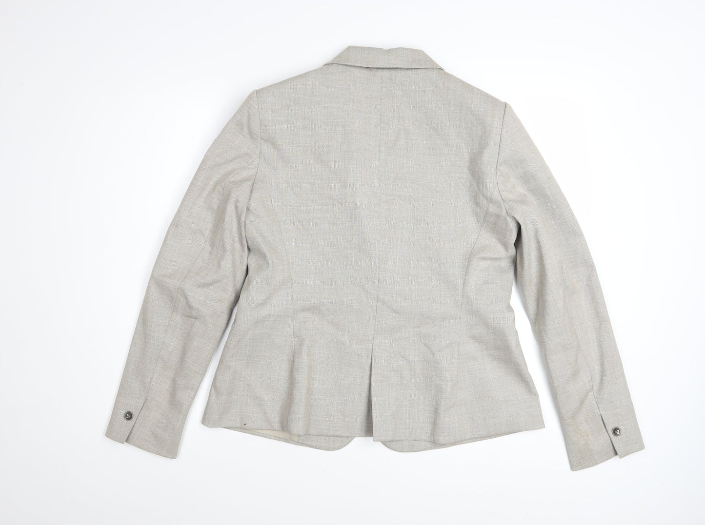 Zara Women Beige Tailored Blazer UK 14 Classic Single-Breasted Jacket