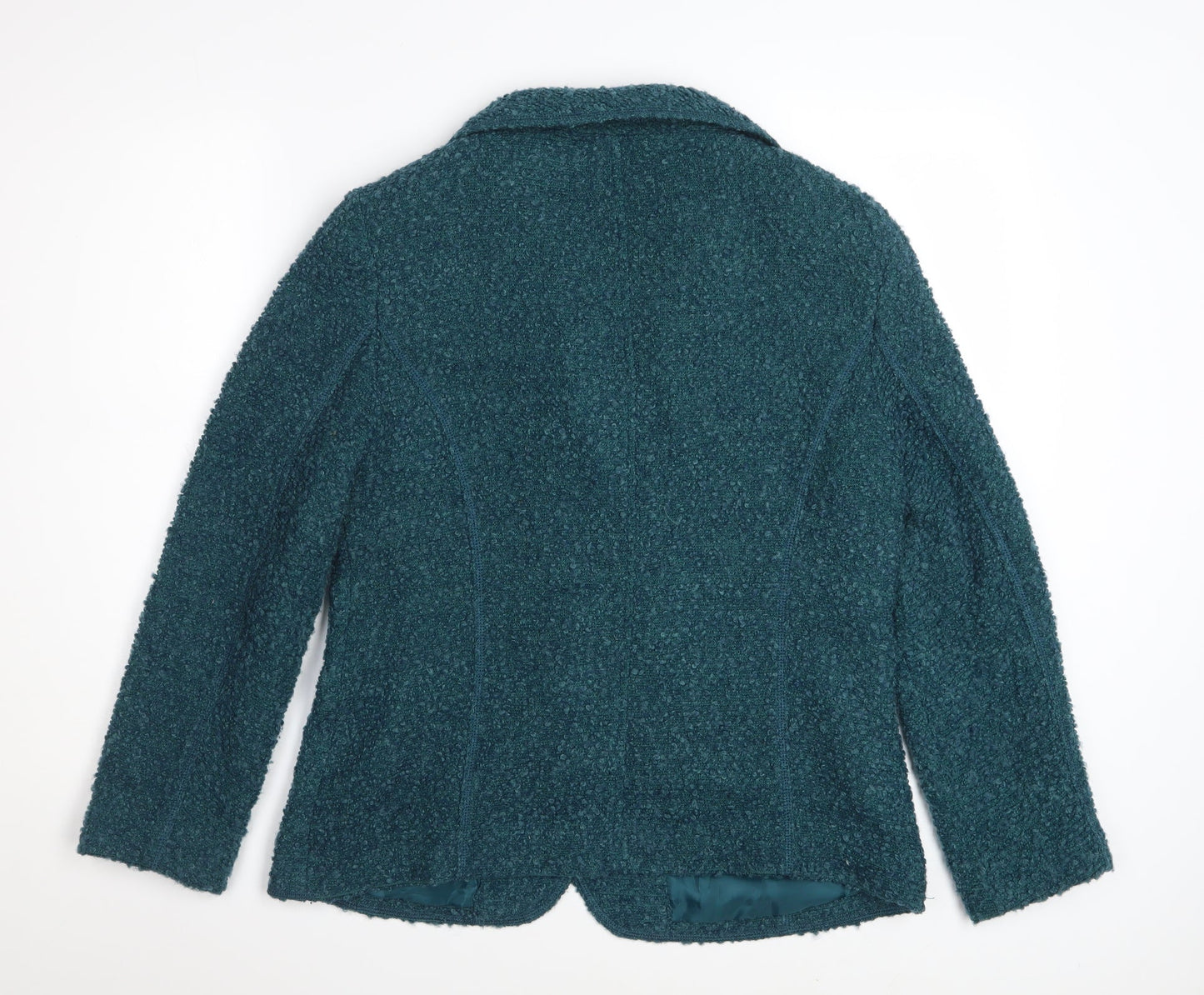Oscar B Women Green Wool Blend Blazer Size 14 Classic Lined Jacket