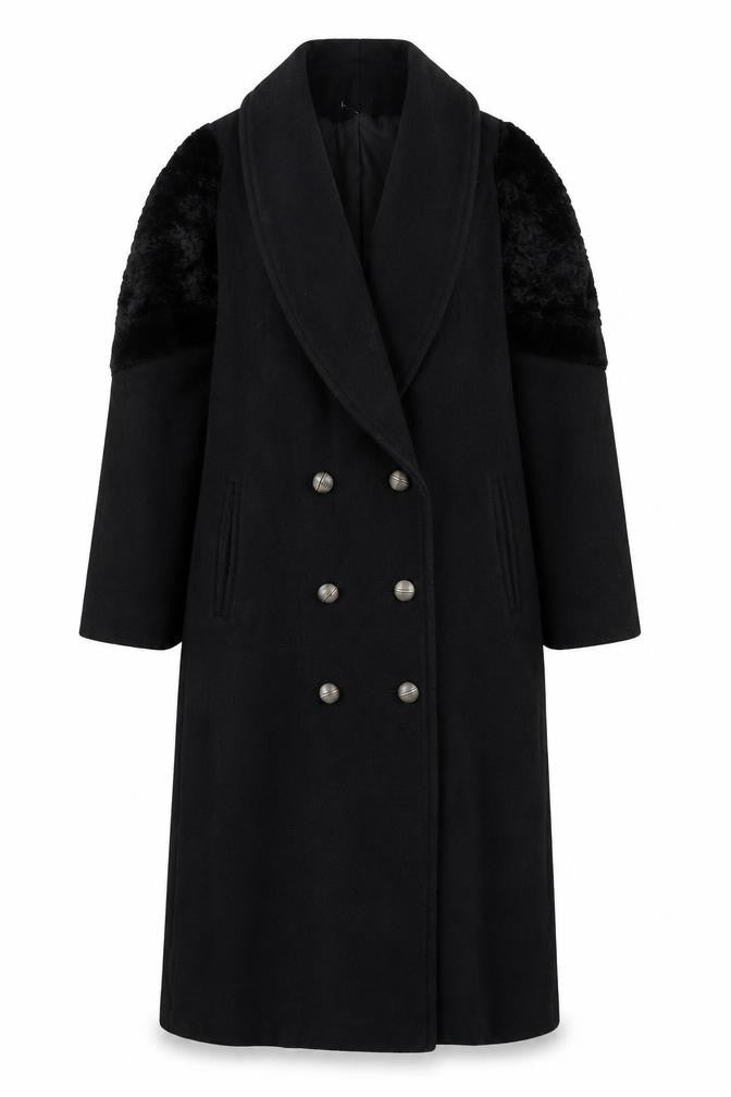Balimel Women's Black Wool Overcoat Size 10 Long Vintage Lined