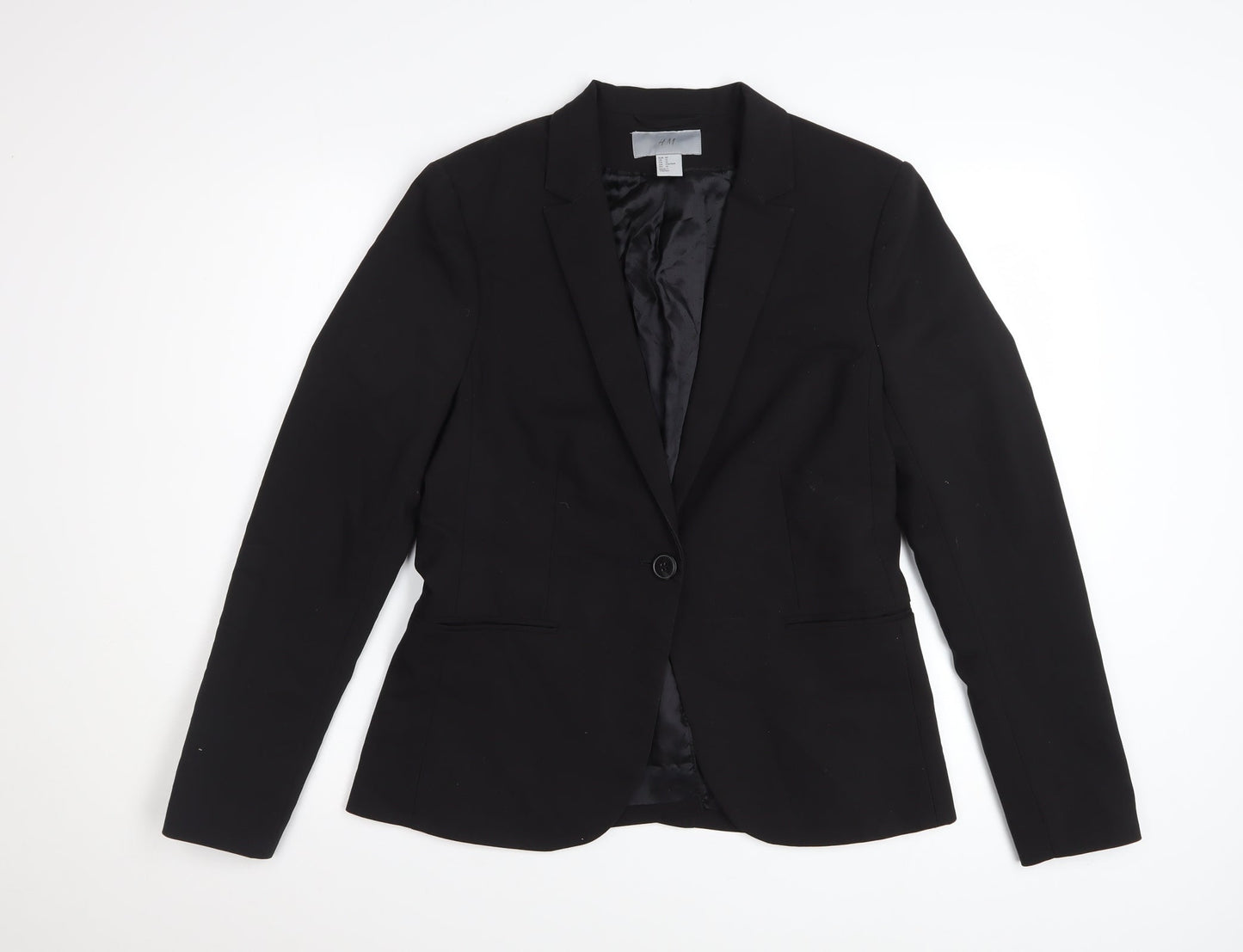 H&M Women’s Black Blazer Size 14 Slim Fit Tailored One Button Jacket