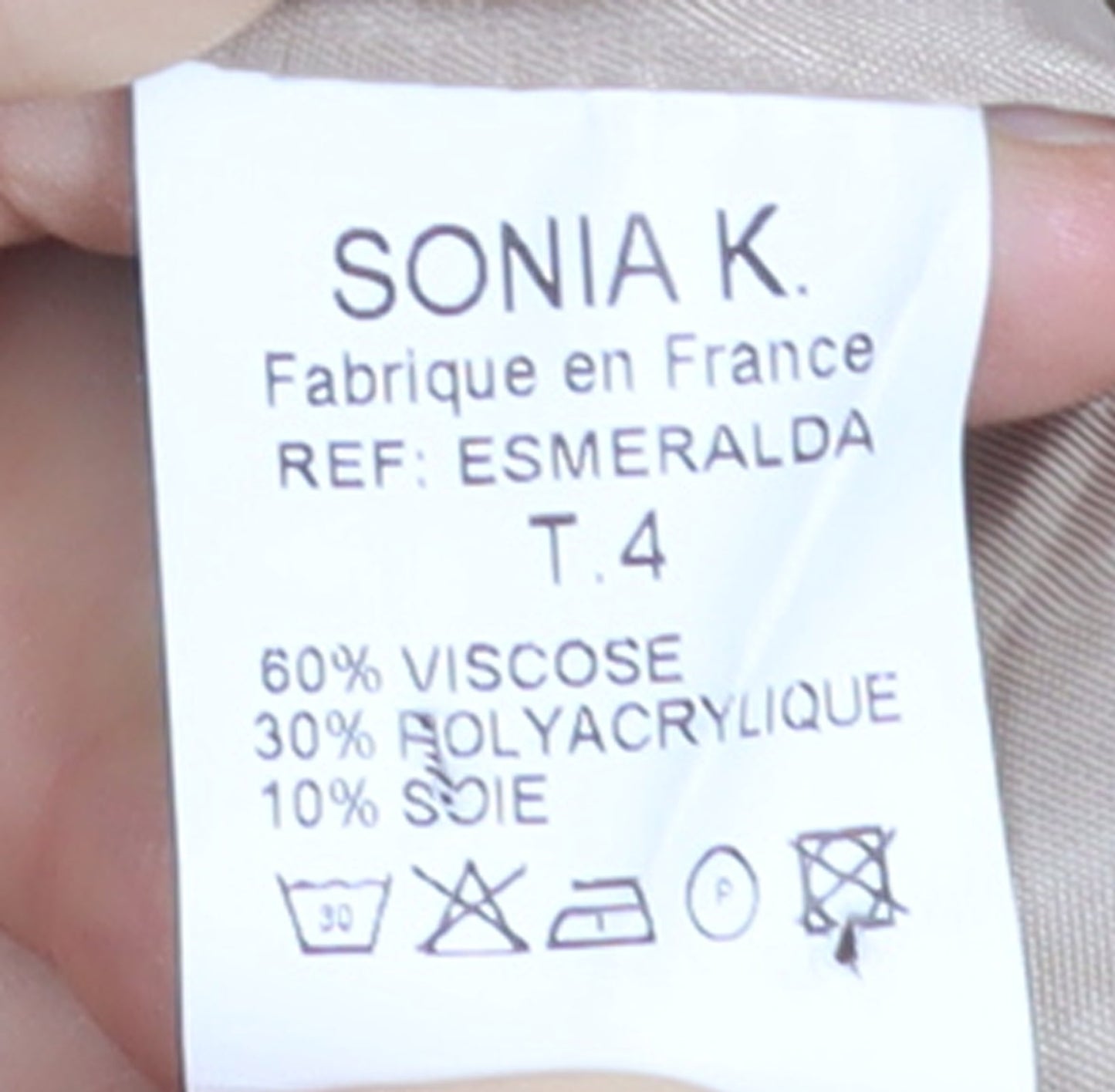Sonia K. Women Beige Blazer Jacket Size 12 Lace Detail Silk Blend