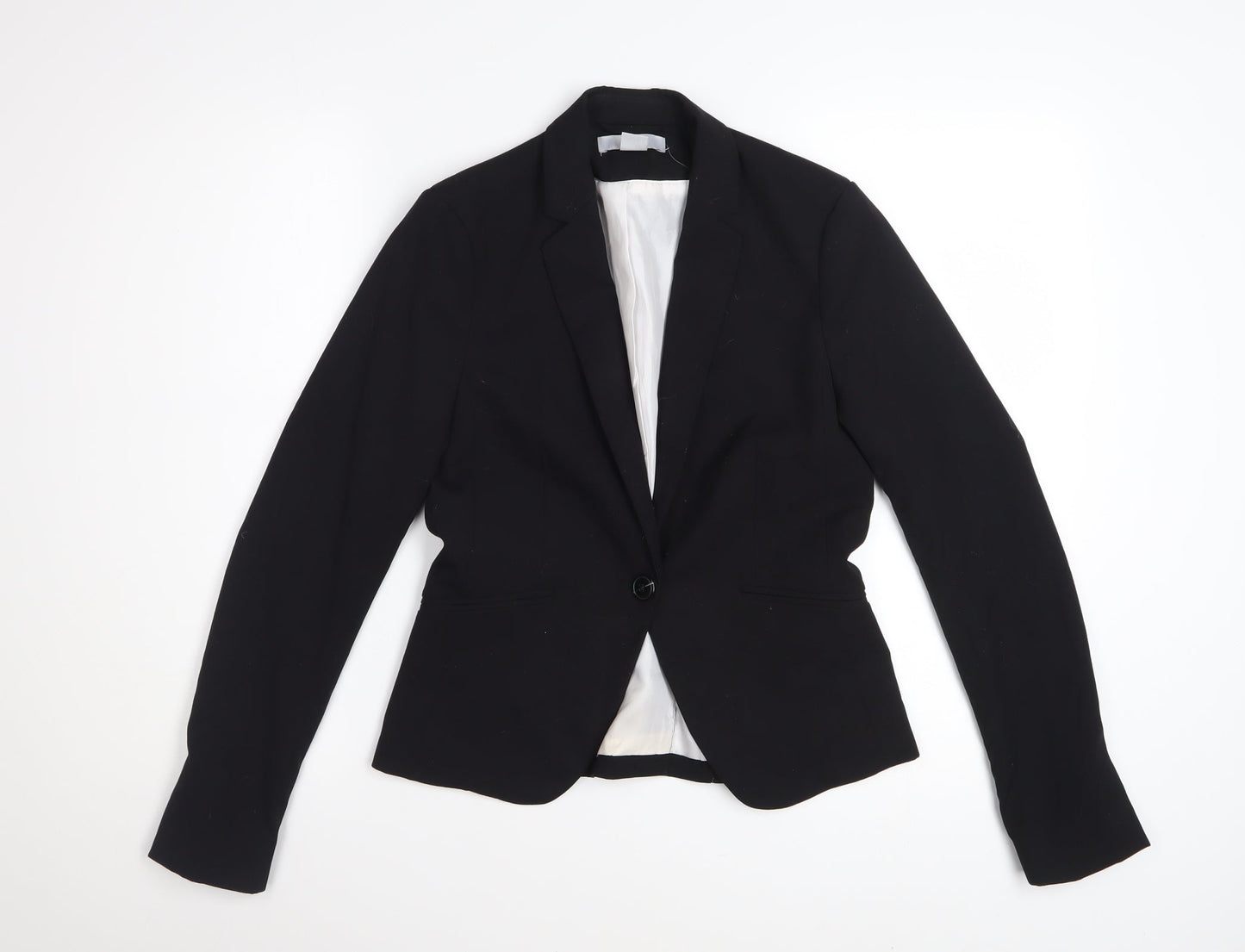H&M Women Black Size 6 Single-Breasted Blazer Jacket