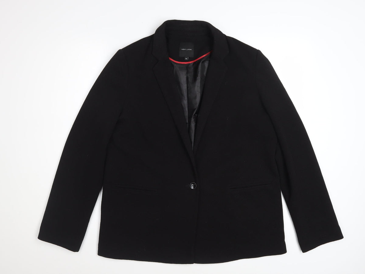 New Look Women Black Regular Fit Blazer Jacket Size 14