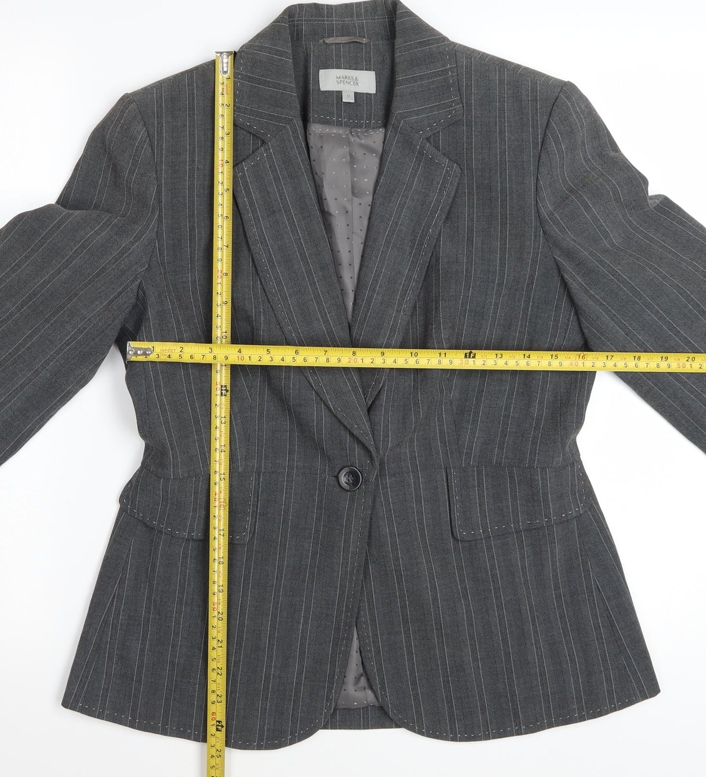 Marks and Spencer Women’s Grey Pinstripe Suit Jacket UK 12