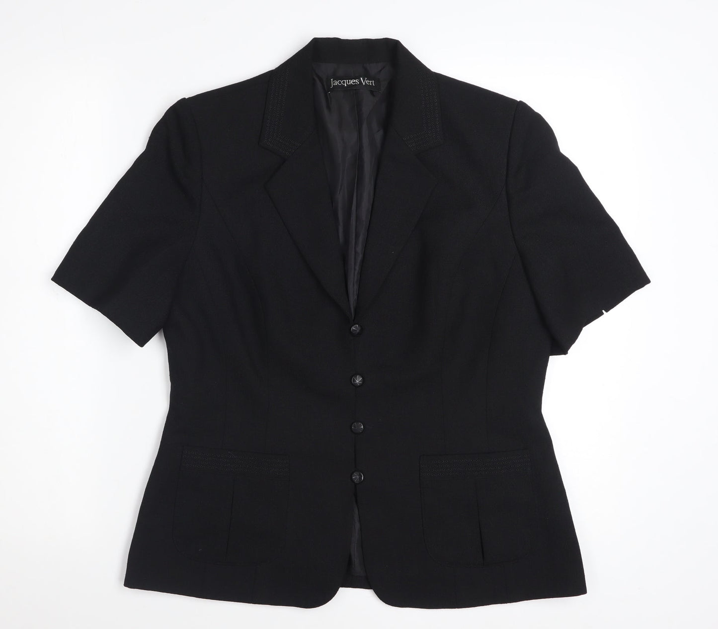 Jacques Vert Women's Black Short Sleeve Suit Jacket Size 12