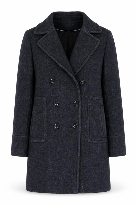 Trench & Coat Women's Grey Wool Pea Coat Size 10 Mid-Length