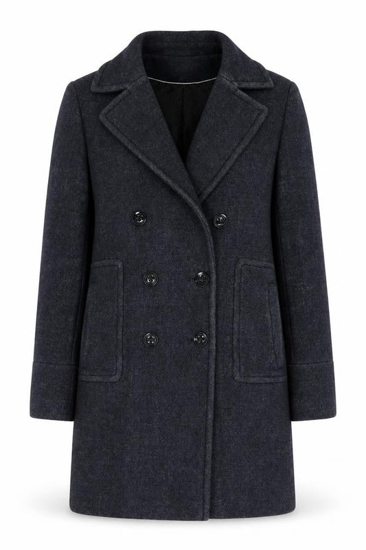 Trench & Coat Women's Grey Wool Pea Coat Size 10 Mid-Length