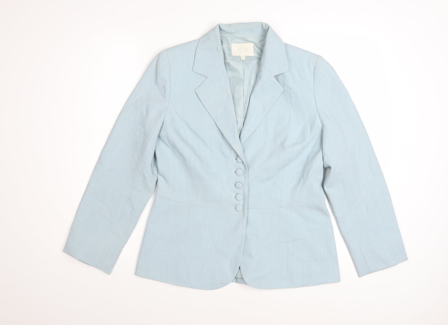 Marks and Spencer Women Blue Wool Blend Tailored Blazer Size 12