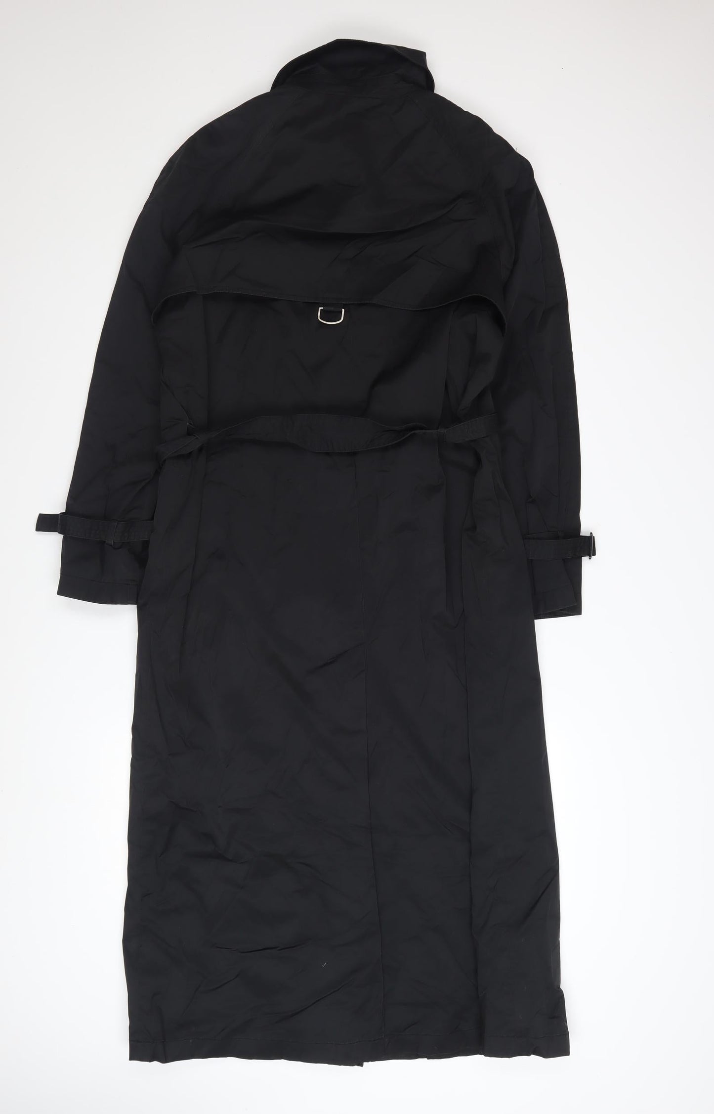 Four Seasons Women's Black Belted Trench Coat Size M Long Classic Style