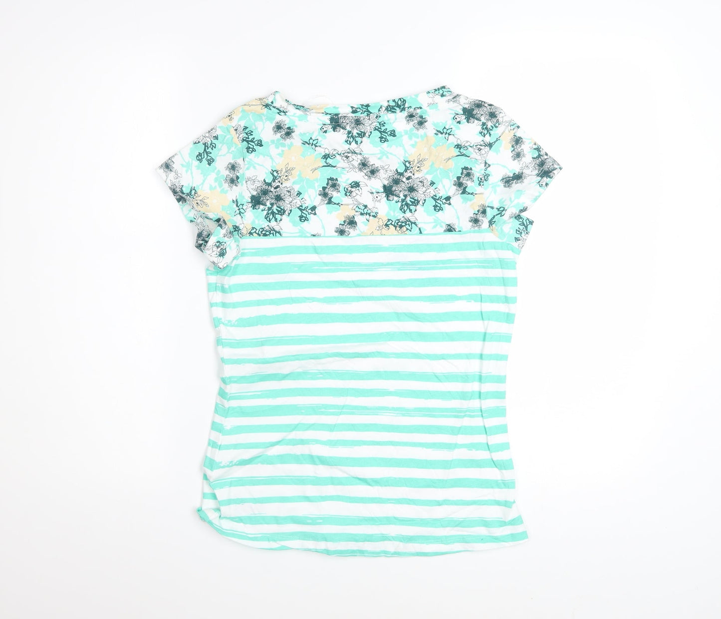 Peter Storm Womens Green Striped Cotton T-Shirt Size 8