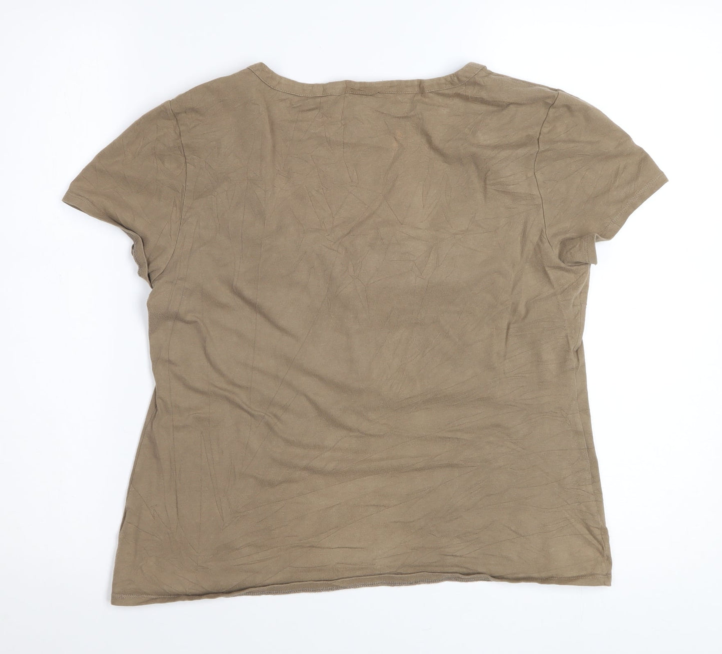 Fenn Wright Manson Women's Brown Short Sleeve Square Neck Tunic Blouse Size 16