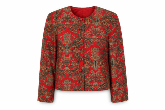 Evan-Picone Womens Red Floral Rayon Lined Blazer Size 10