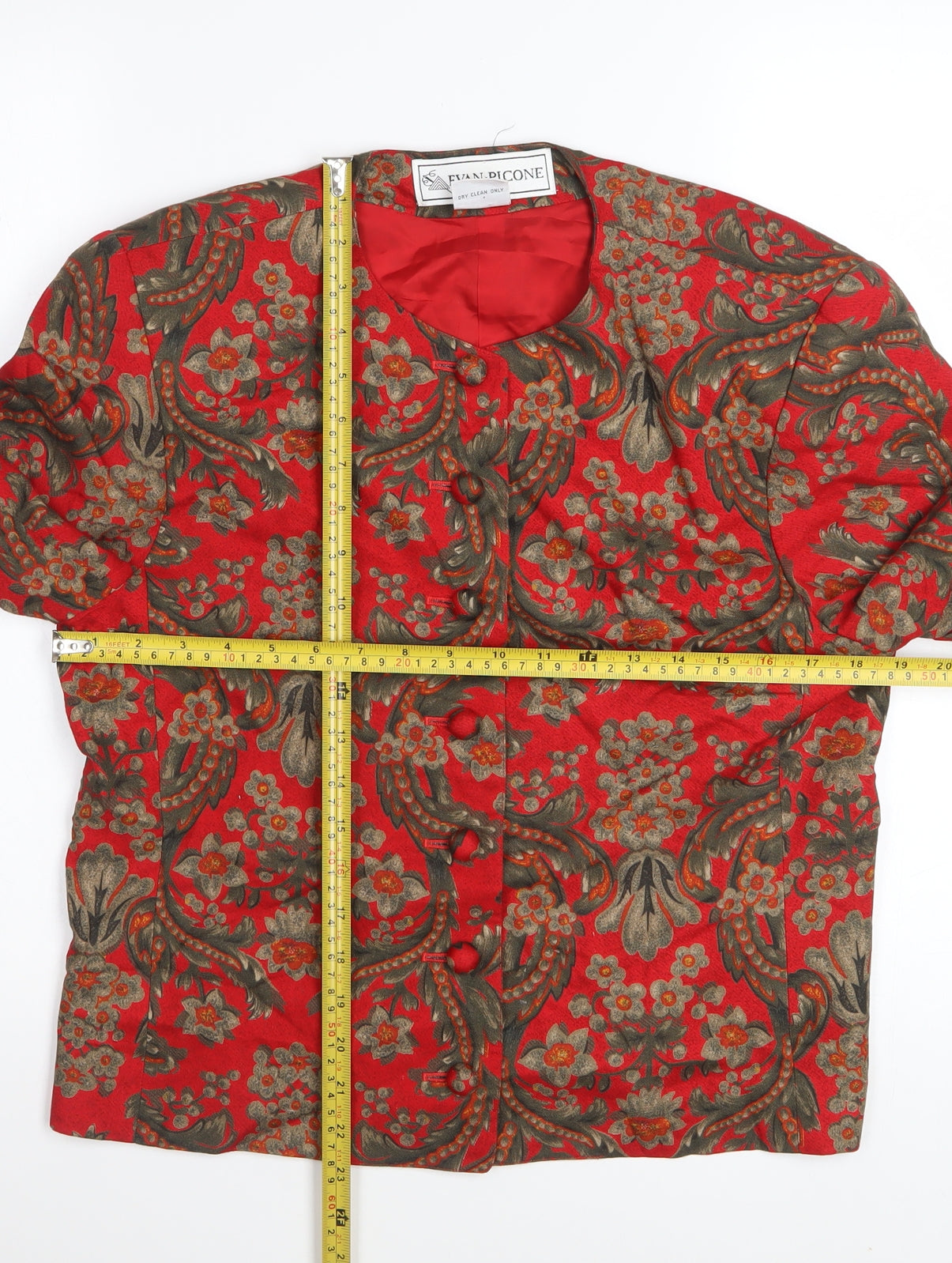 Evan-Picone Womens Red Floral Rayon Lined Blazer Size 10