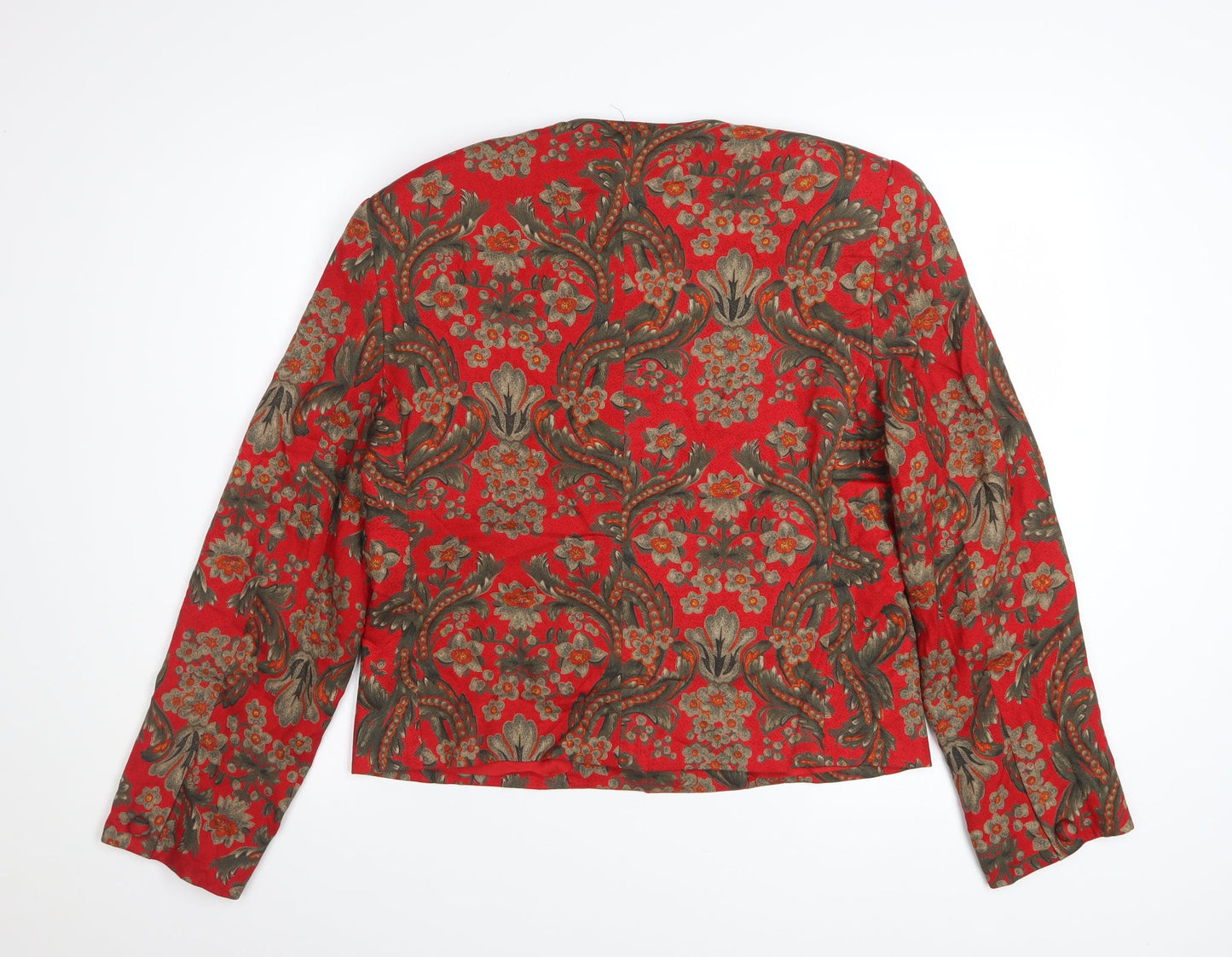 Evan-Picone Womens Red Floral Rayon Lined Blazer Size 10