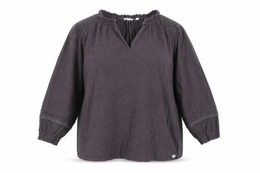 FatFace Womens Purple 3/4 Sleeve V-Neck Tunic Blouse Size 18