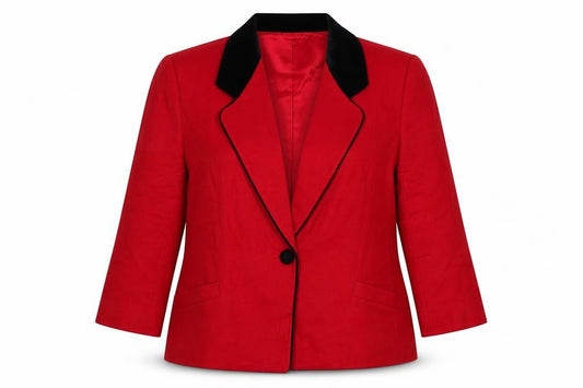 Koret Petites Women Red Wool Blazer Size 16 Classic Single-Breasted Jacket