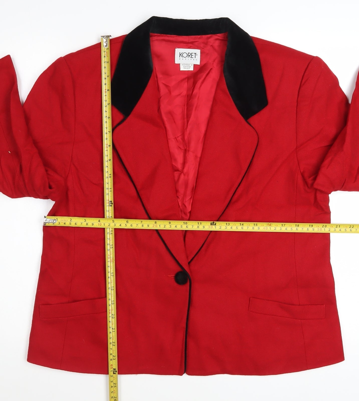 Koret Petites Women Red Wool Blazer Size 16 Classic Single-Breasted Jacket