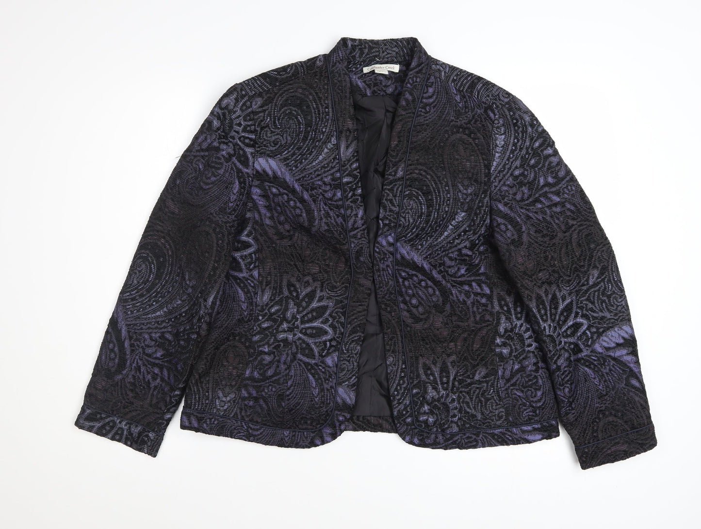 Coldwater Creek Women's Purple Paisley Velvet Jacket Size 12 Petite