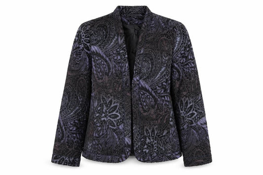 Coldwater Creek Women's Purple Paisley Velvet Jacket Size 12 Petite