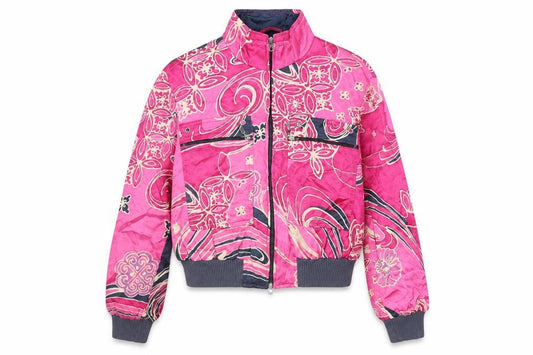 Apriori Women's Pink Floral Bomber Jacket Size 14 Satin Zip-Up