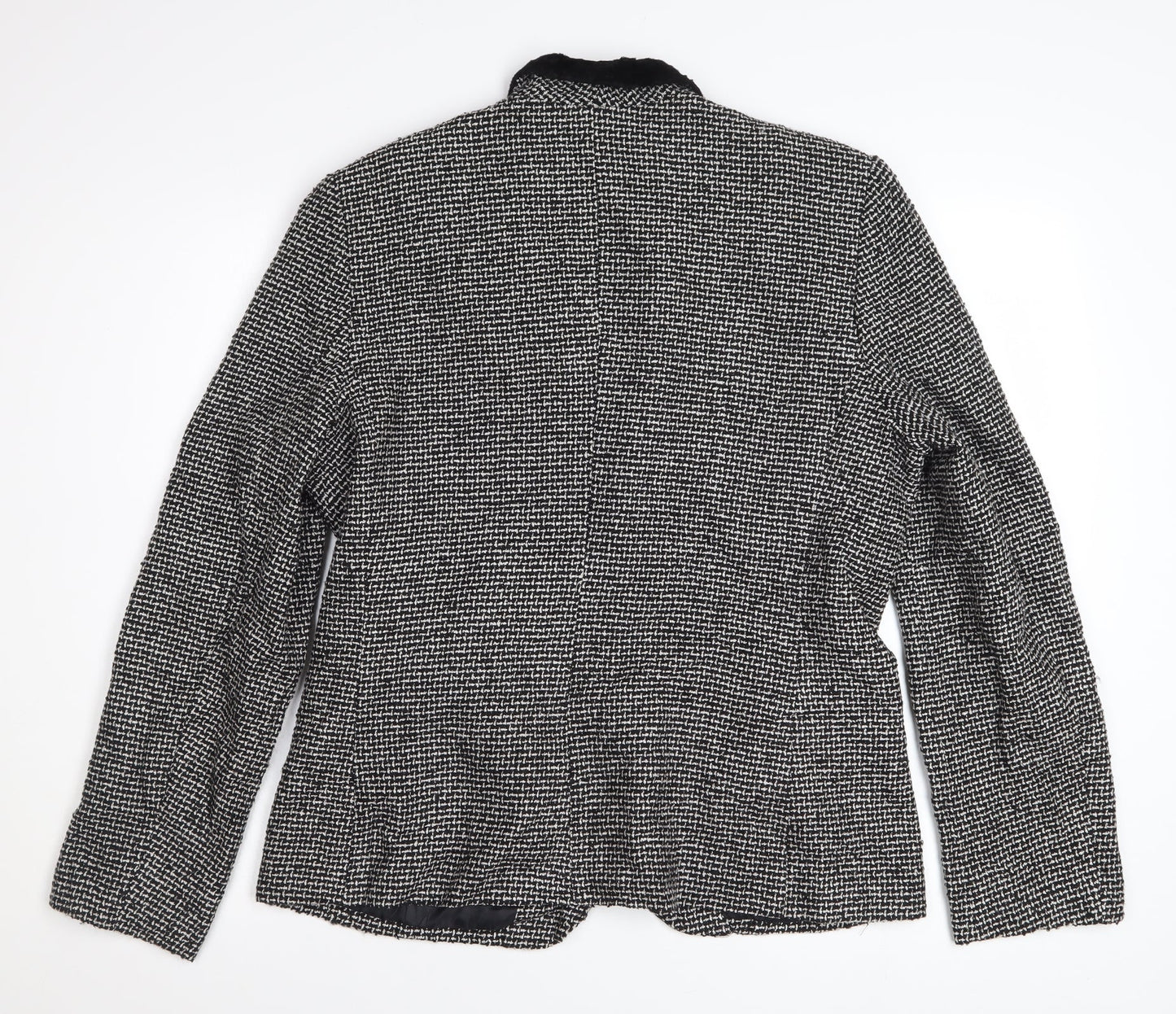 Norton McNaughton Women's Black Tweed Faux Fur Collar Blazer Size 12