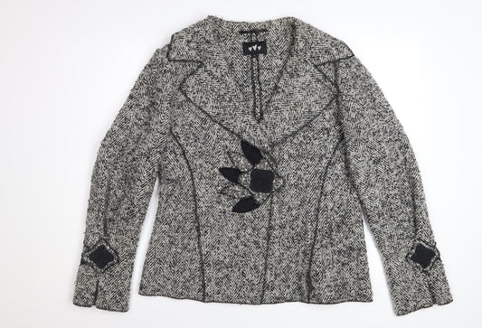Marks and Spencer Per Una Women's Grey Wool Blend Tweed Blazer Jacket Size 14
