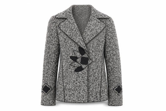 Marks and Spencer Per Una Women's Grey Wool Blend Tweed Blazer Jacket Size 14