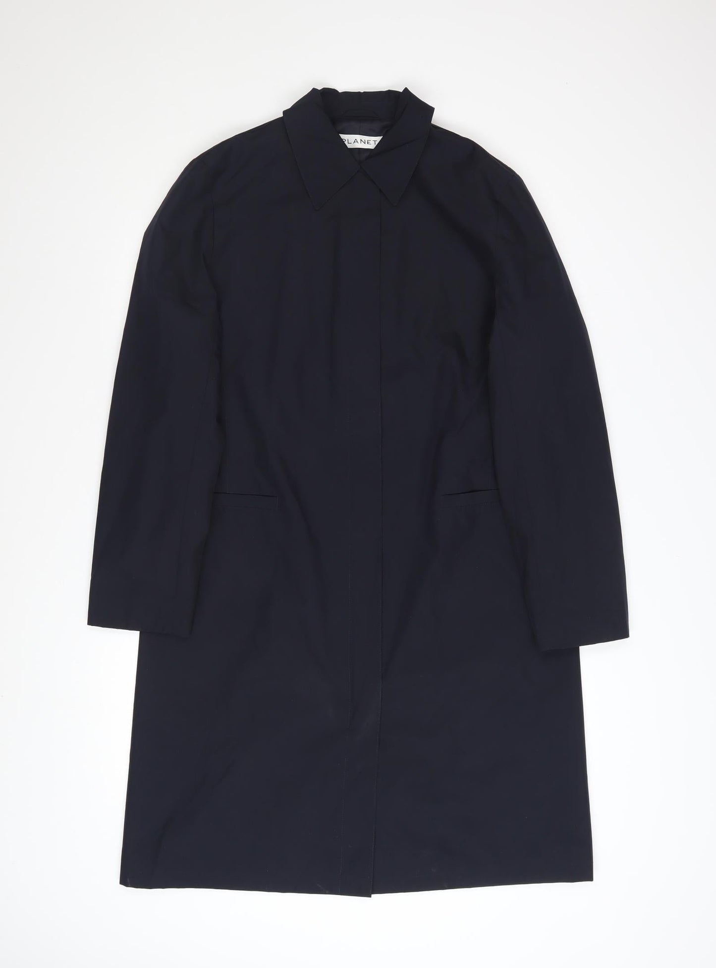 Planet Women's Black Long Trench Coat Size 8 Regular Fit