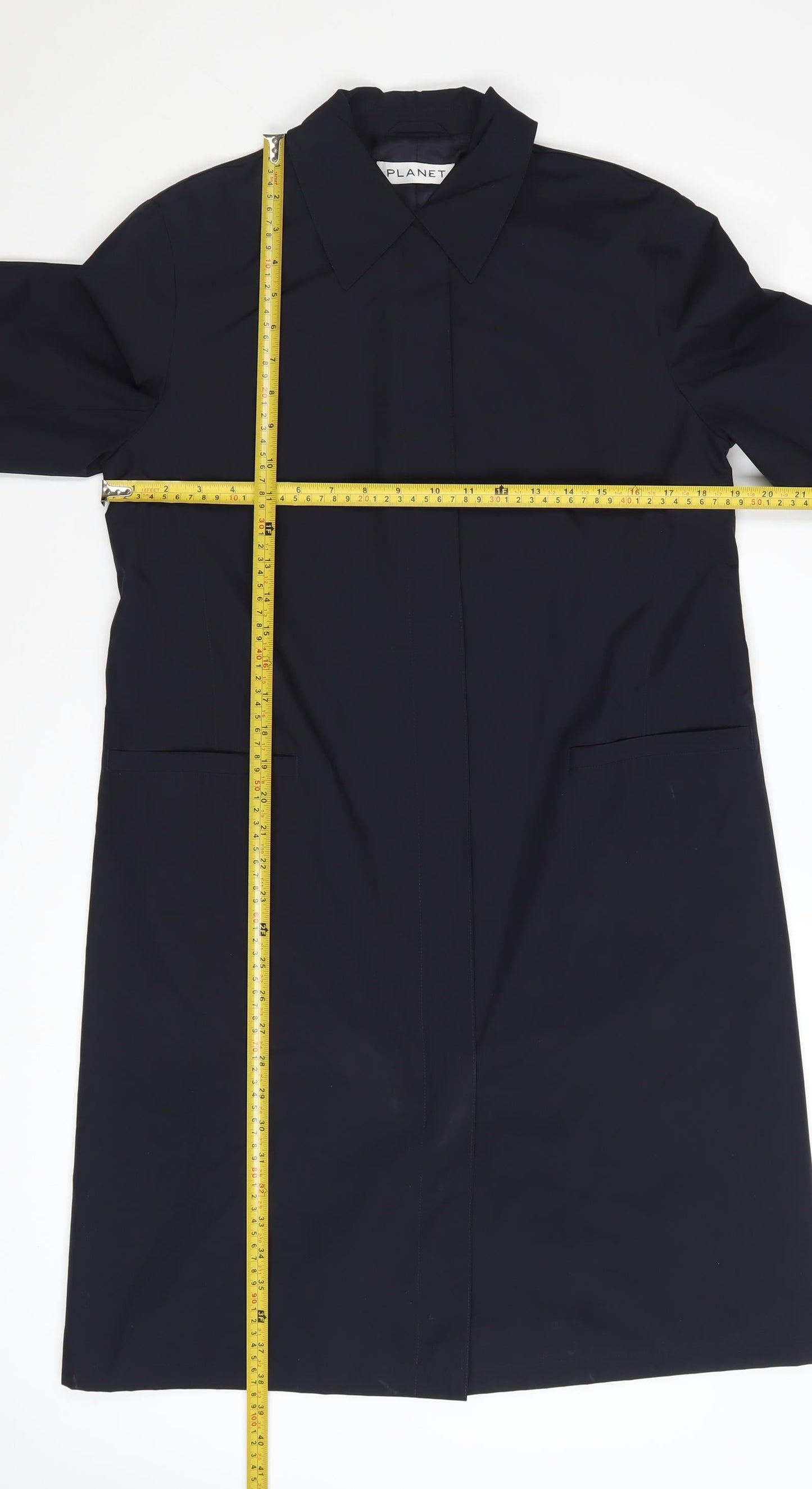 Planet Women's Black Long Trench Coat Size 8 Regular Fit