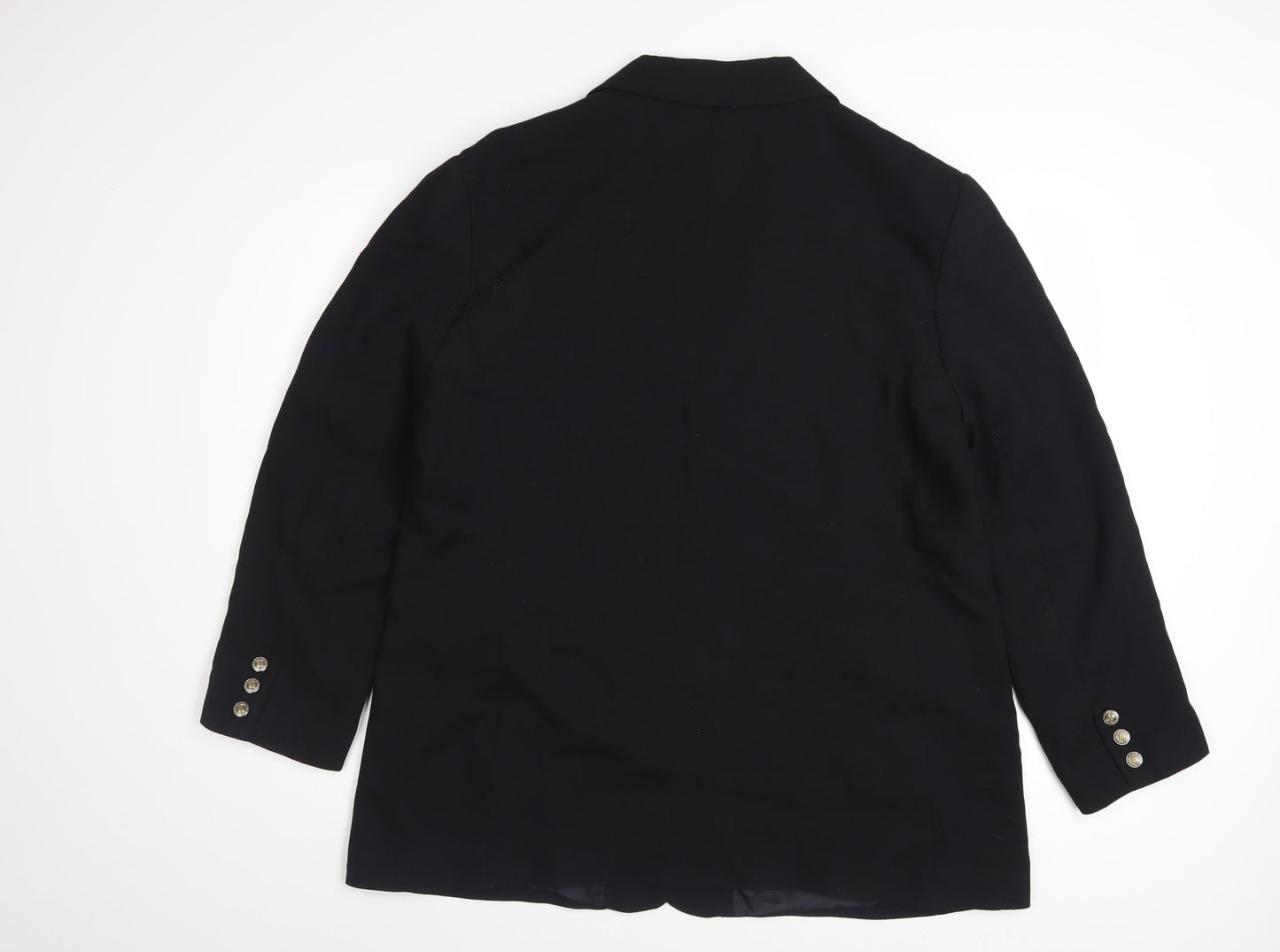 Perrie Women's Black Wool Blend Two-Button Blazer Size 18
