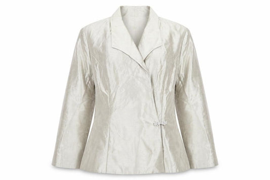 Alex Evenings Women’s Ivory Satin Blazer Jacket Size 12 Formal Wear
