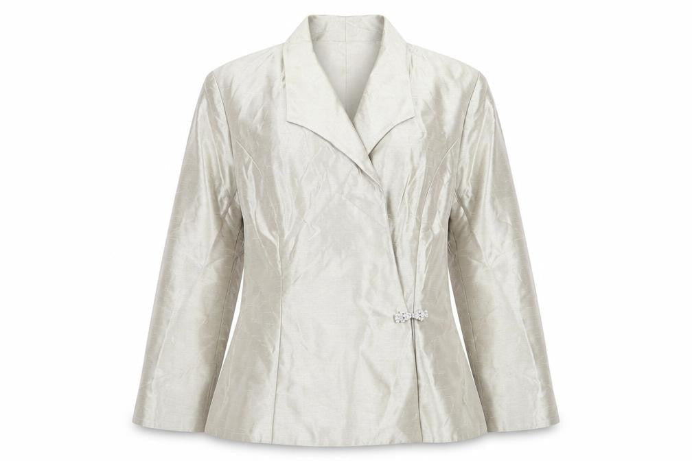 Alex Evenings Women’s Ivory Satin Blazer Jacket Size 12 Formal Wear