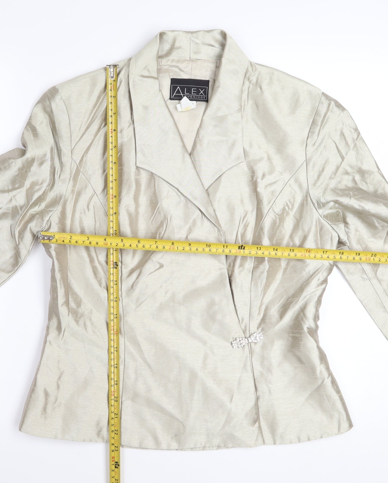 Alex Evenings Women’s Ivory Satin Blazer Jacket Size 12 Formal Wear