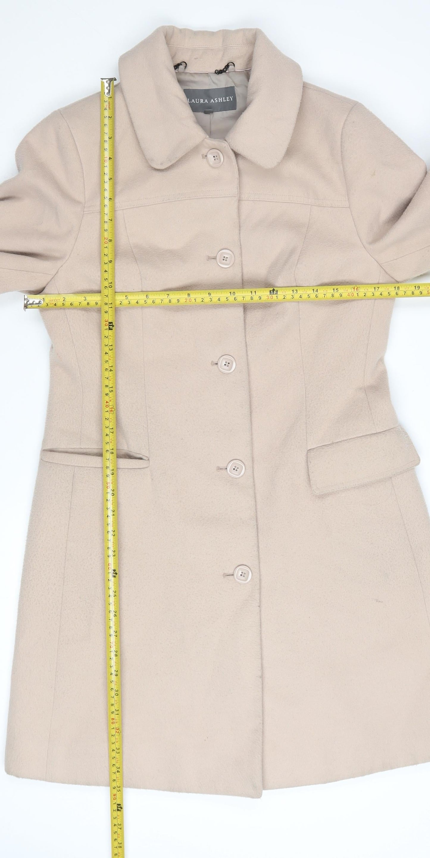 Laura Ashley Women’s Beige Mid-Length Button Coat Size 10