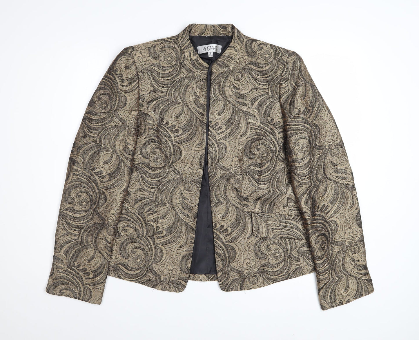 Kasper Women's Gold Floral Blazer Size 12 Regular Single-Breasted