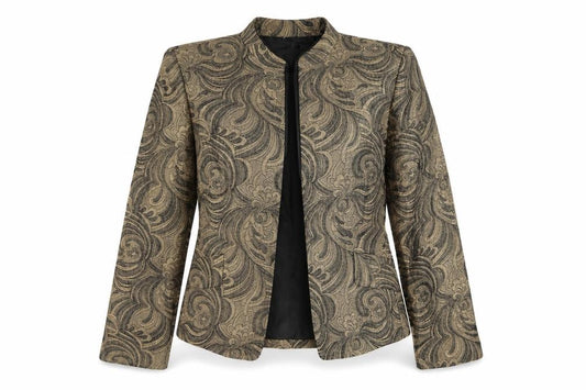 Kasper Women's Gold Floral Blazer Size 12 Regular Single-Breasted