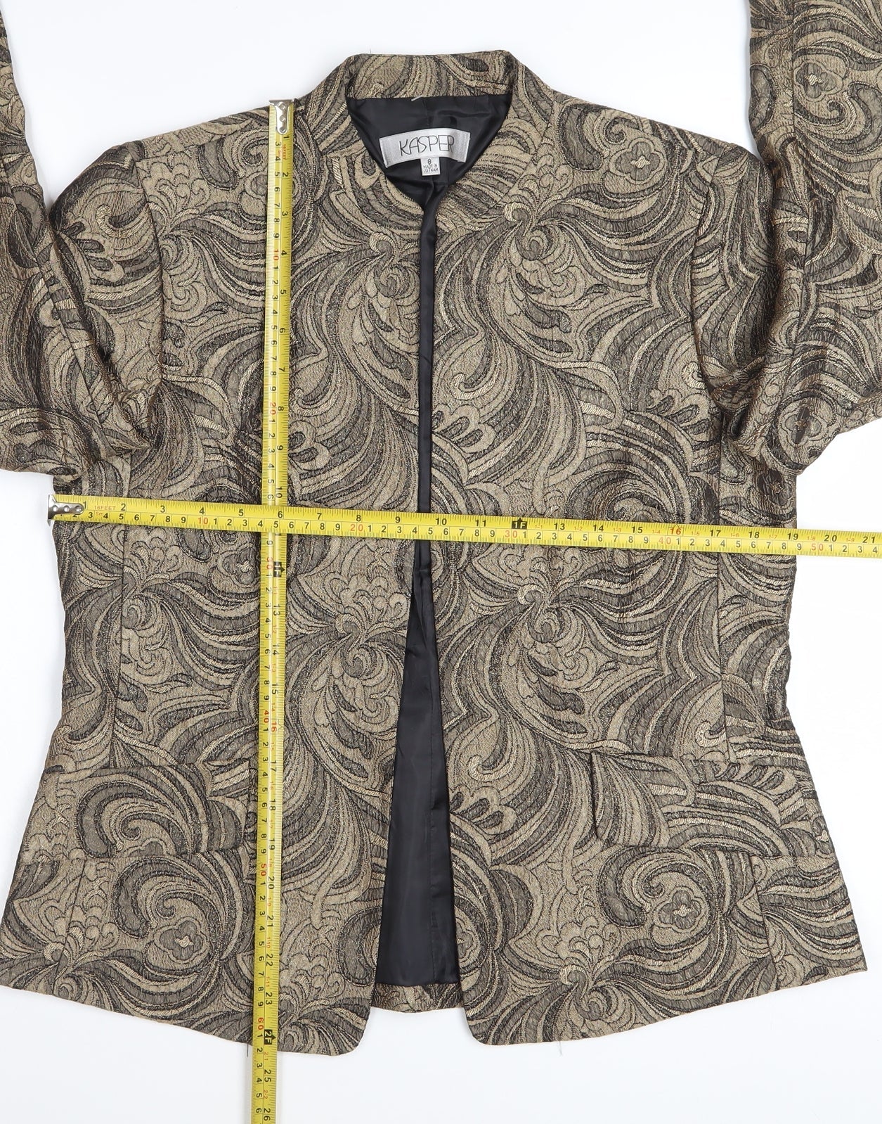 Kasper Women's Gold Floral Blazer Size 12 Regular Single-Breasted