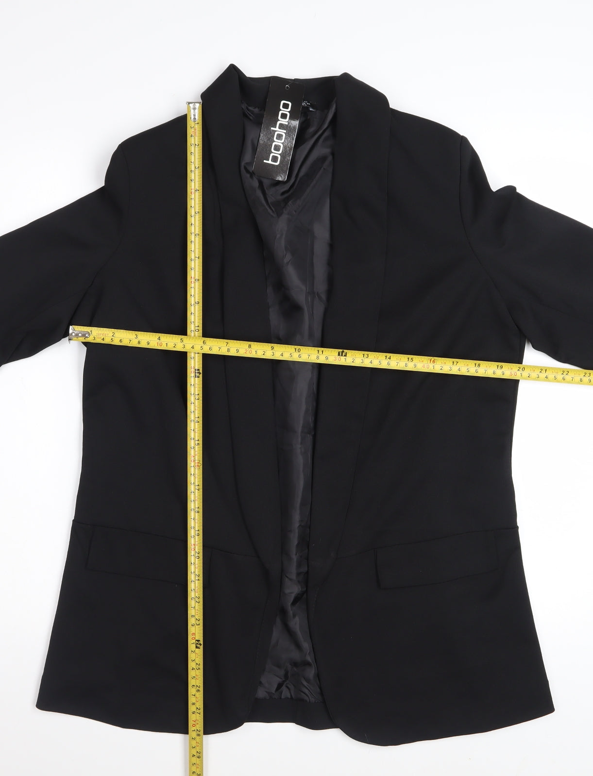Boohoo Women's Black Blazer UK 12 Regular Fit Lined Jacket