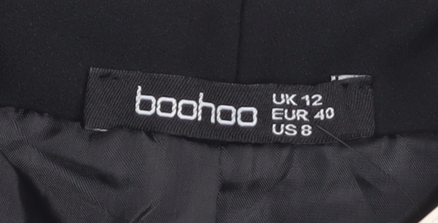 Boohoo Women's Black Blazer UK 12 Regular Fit Lined Jacket