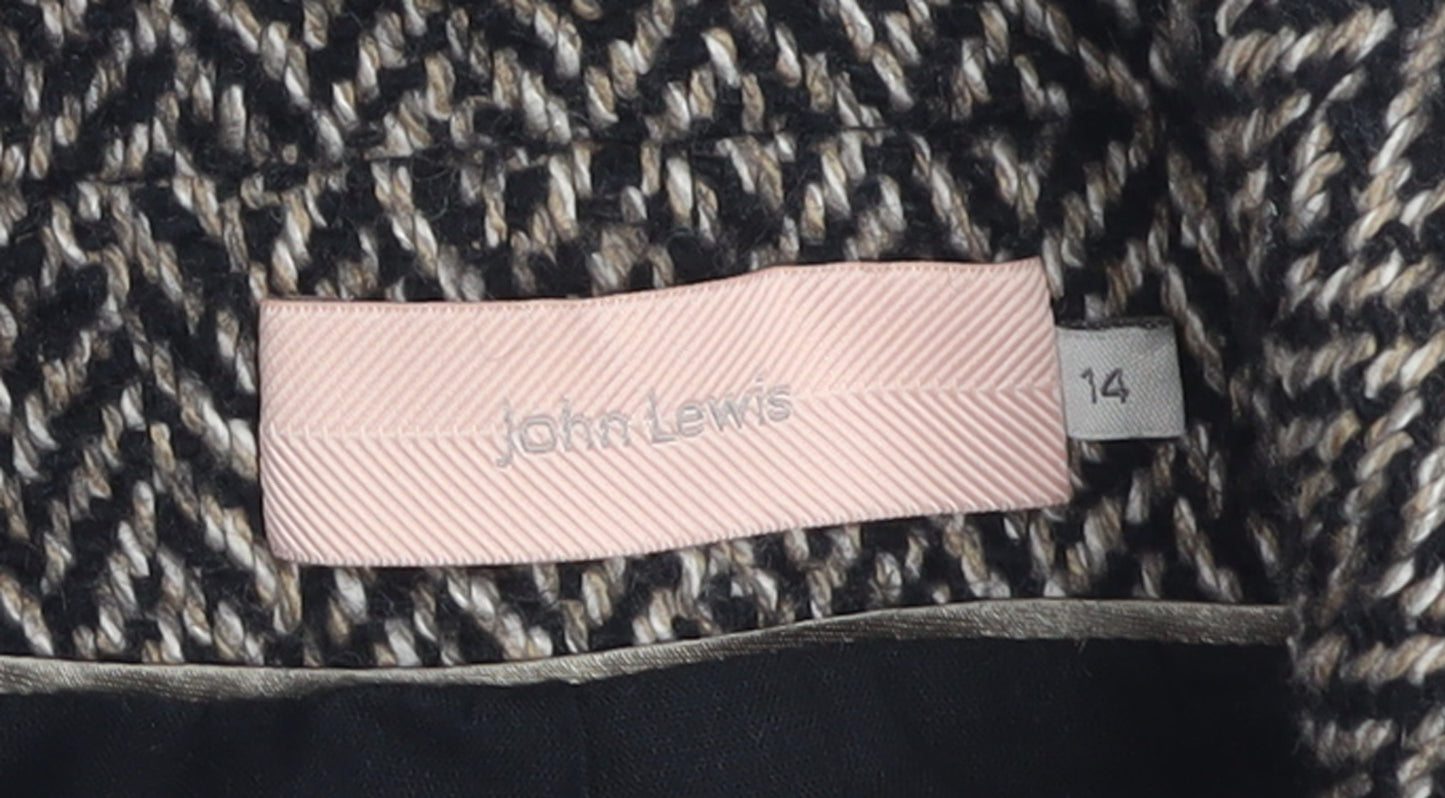 John Lewis Womens Brown Herringbone Wool Blend Blazer Size 14