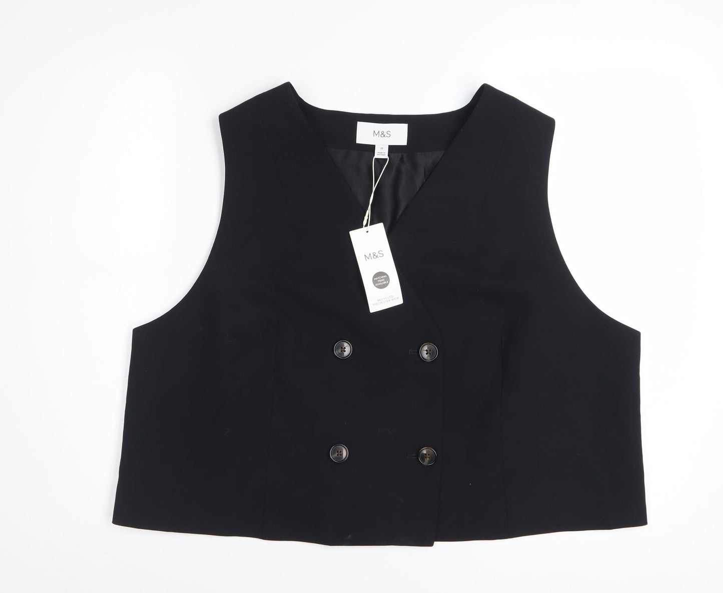 Marks and Spencer Women's Black Double-Breasted Tuxedo Waistcoat Size 22
